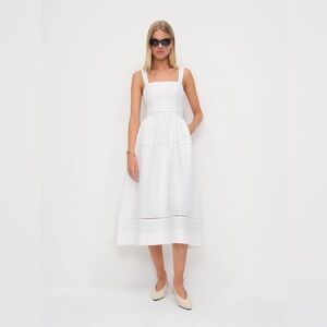 NEW Reformation Everett Linen Midi Dress White | US 6 UK 10